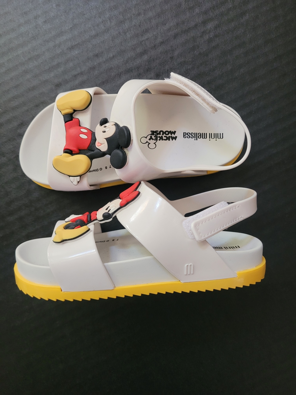 Mini Melissa White & Yellow Mickey Mouse Sandals